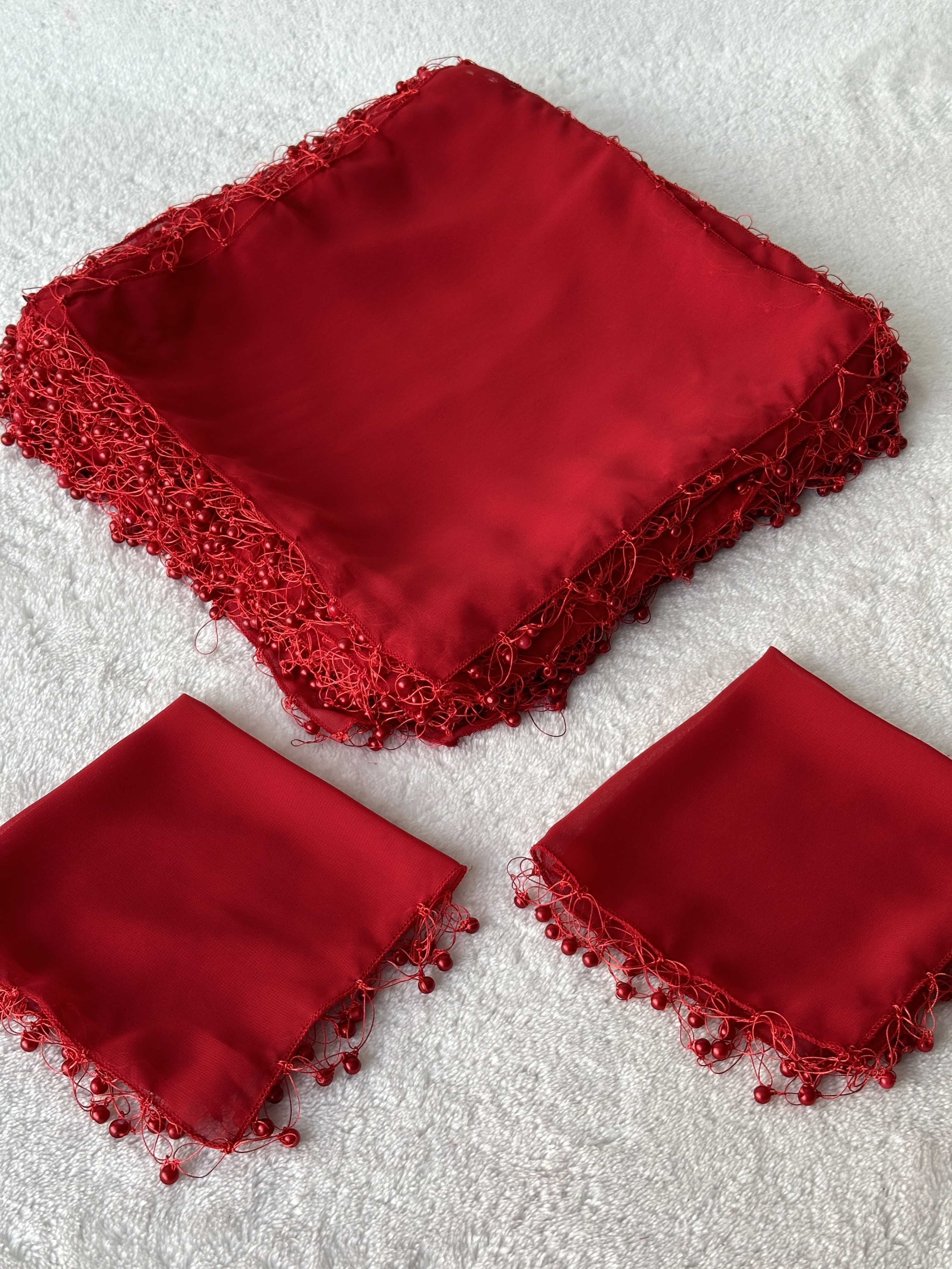Kişiye Özel Yazılı Kırmızı İncili Halay Mendili / Gelin Mendili - handkerchief