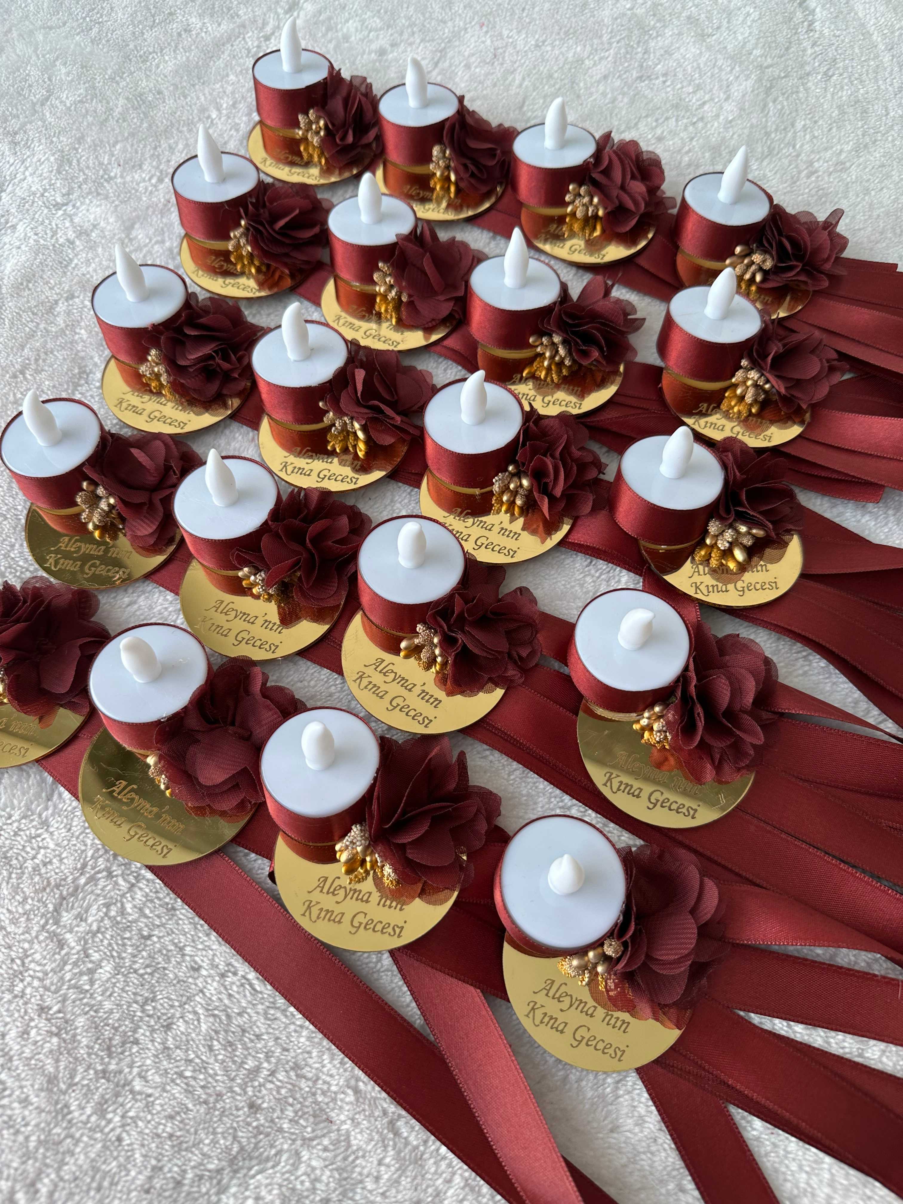Personalized Bridesmaid Candle with Name and Date / Gift LED Candle - ornament