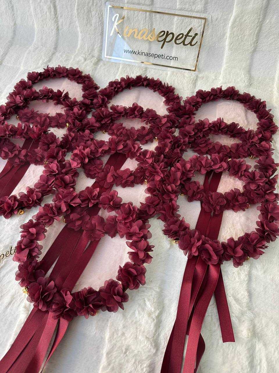 Burgundy Floral Bridesmaid Tambourine / Ornate Henna Tambourine - tamborine