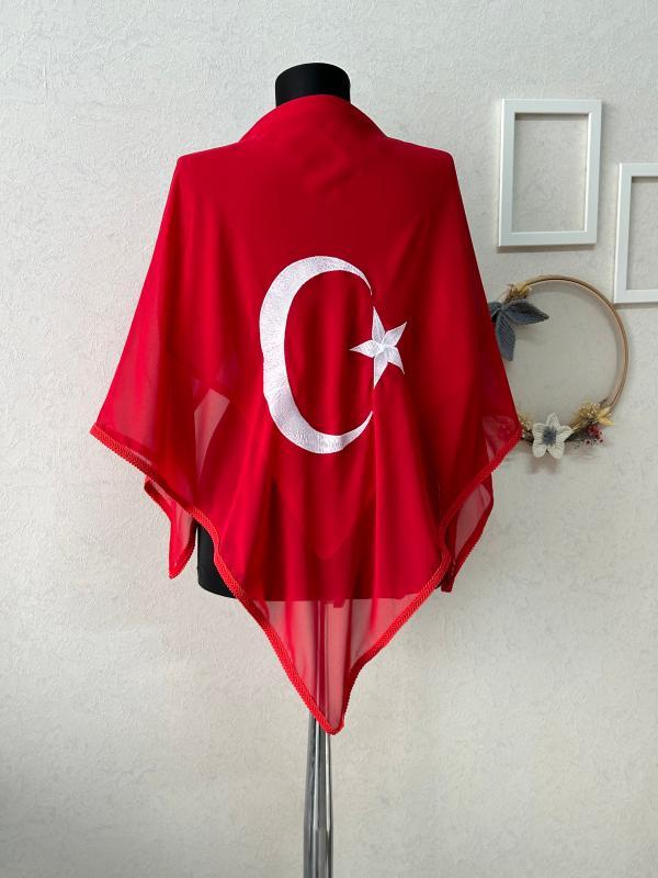 Türk Bayraklı Damat Omuz Örtüsü / Asker Kınası Atkısı - Yan Görünüm