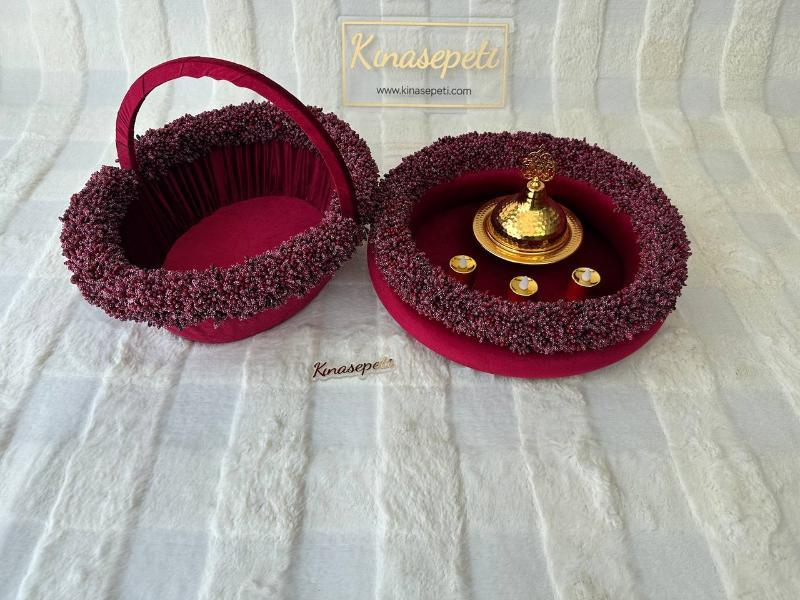 Bud Motif Henna Tray and Basket Set (Bowl, LED candles included!) - hennaset