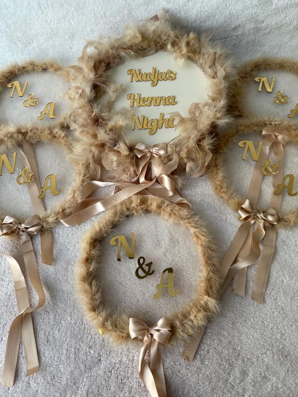 Personalized Beige Bridesmaid Tambourine with Name / Gift Henna Tambourine with Writing - tamborine