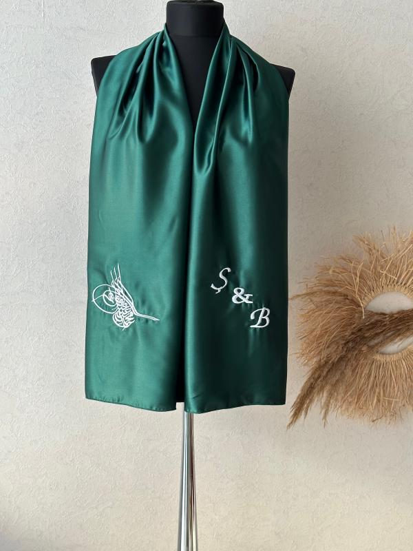 Traditional Henna Night Scarf with Writing / Shoulder Sash - Front View