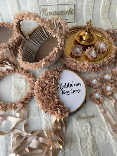 Full Package - Ornate Brown Henna Tray and Bridesmaid Accessory Set - hennaset