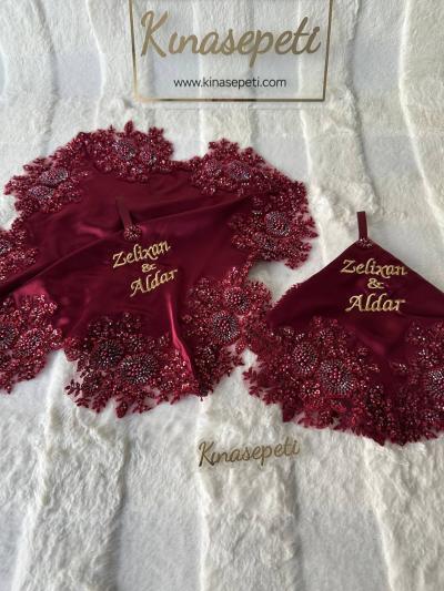 Kişiye Özel Yazılı Lüks İşlemeli Gelin Halay Mendili - handkerchief