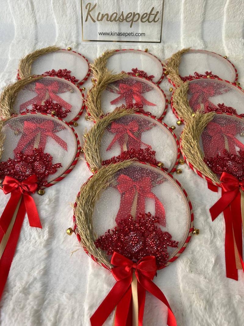 Bohemian Bridesmaid Tambourine with Wicker Detail / Rustic Henna Tambourine - tamborine