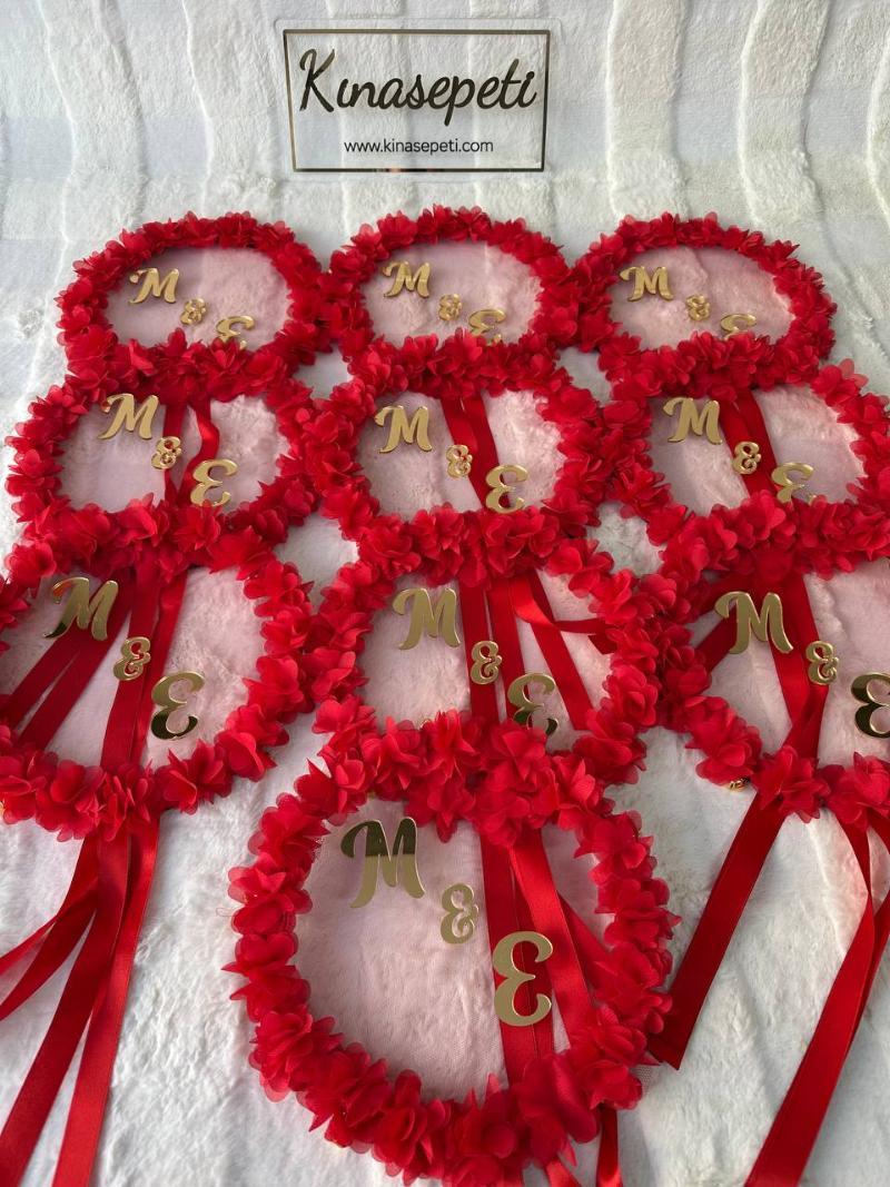 Kişiye Özel İsimli Kırmızı Pleksi Nedime Defi / Hediyelik Tef - Ön Görünüm